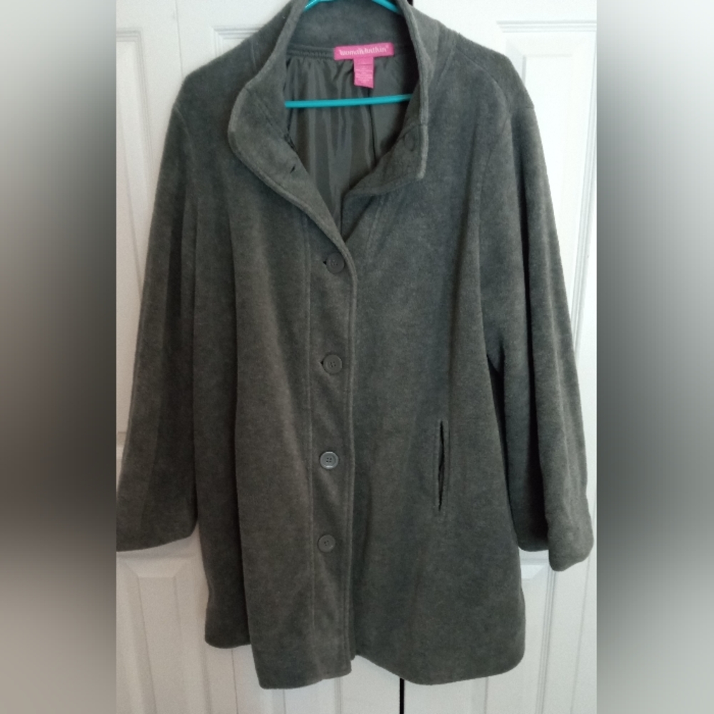 Plus size gray fleece coat